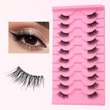 10 Pairs Natural Criss-Cross Cat Eye Effect Eyelash Extensions, Essential For Daily Makeup And Dates - Black - View 6