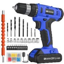 FADAKWALT 20V Cordless Drill Set With 40pcs Bits 30N Torque 21+1 Settings 3/8 Inch Keyless Chuck 2.0Ah Li Ion Battery LED Light For Home DIY Furniture Repair Christmas Gift - 美規A型插(110-127V) - 查看 13