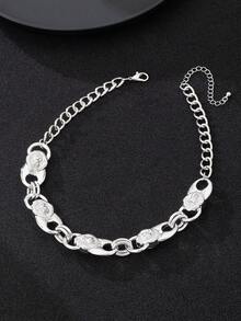 Men's Hip Hop Personalized Animal Chain Metallic - Necklace And Bracelet Jewelry Suitable For Party And Street Wearing (No Gift Box) - Silver - View 8