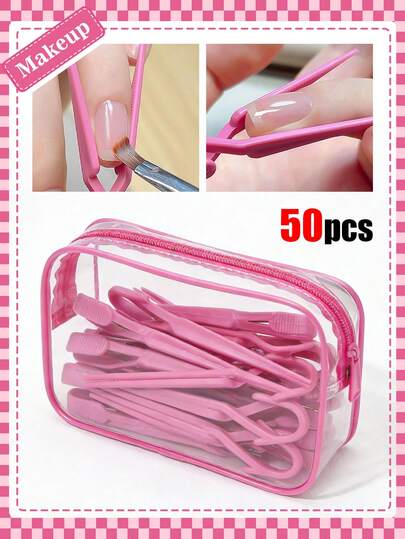 50pcs Nail Extension Gel Mold And Clip Set, For Quick Building Polygel Nails, Polygel Nail Extension UV LED Modeling Clips Manicure Tools