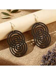 8 Paar/Set Vintage Statement Schmuck, leichte schwarze/afrikanische Holzohrringe im Boho-Stil, passend für Festivals, Partys, Weihnachten, Modeschmuck für Frauen, für alle Jahreszeiten - Schwarz - Übersicht 8