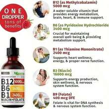 Bestseller!Vitamin B12 Raspberry Liquid Supplement Drops With B6, B1, Niacin & Folate - Edible Support For Energy, Brain & Heart, Non-GMO & Gluten-Free, 4 Fl Oz.Supplement Vitamin,Free Shipping. - 1 Piece - View 4