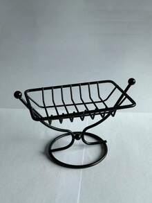 1个金色/银色/黑色铁质高皂碟，中空沥水豪华皂架，浴室梳妆台收纳架 - 多色 - 查看 12