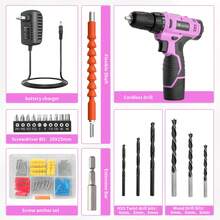 FADAKWALT Cordless Lithium-Ion Drill Set, 12V Electric Drill Set, Pink Electric Drill With Battery And Charger, 3/8-Inch Keyless Chuck With 21+1 Torque Gear Setting, Suitable For Women's Gardening DIY Projects, Home Decoration Maintenance And Other Electric Tool Sets - Xem 8