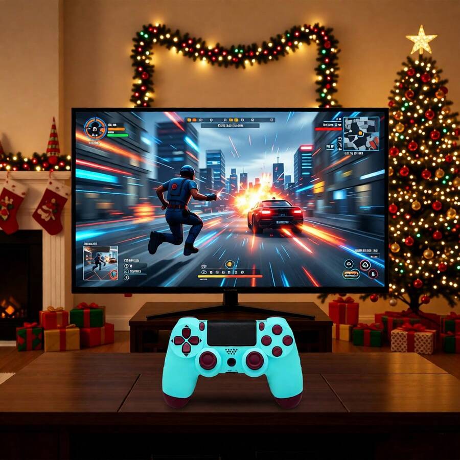 Controles de juego para consolas de juegos y diversos juegos de computadora. Compatible con salida de TV, operación de joystick 3D, operación fácil y rápida, control de juego, control de joystick: el regalo perfecto para Navidad, Año Nuevo y cumpleaños - Azul menta - Ver 1