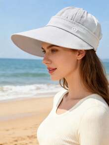 1 chiếc mũ chống nắng vành rộng có thể điều chỉnh cho nữ - Mũ chống tia UV có thể gấp gọn, thích hợp cho mùa hè, đi biển, kỳ nghỉ và các hoạt động ngoài trời (Nhiều kiểu dáng) - A - Xem 8