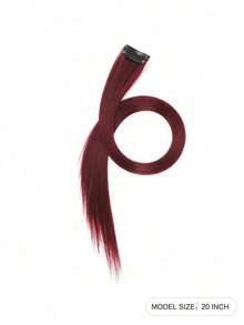 5pcs Colorful Clip-In Hair Extensions, 20-Inch Straight Synthetic Hair Clips For Party Costume, Christmas Or New Year Gift For Girls (Wine Red) - 酒紅色 - 查看 8