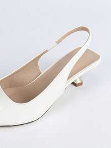 Sapatos de salto alto pretos femininos, estilo stiletto, bico fino, para ocasiões formais, com tira no tornozelo e bico aberto. - Branco - Ver 8