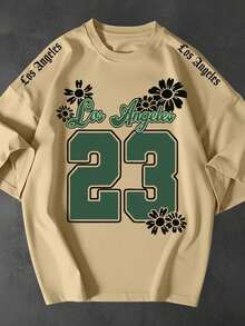 Kit 2 Camisetão Oversized Streetwear Los Angeles 80 Urbana Unissex Algodão Premium Fitness Casual - Bege-Branco - Visão 2