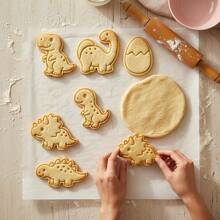 Kit With 8 Dinosaur-Themed Cookie Cutters For Cookies, Fondant, And More. - 彩色 - 查看 3