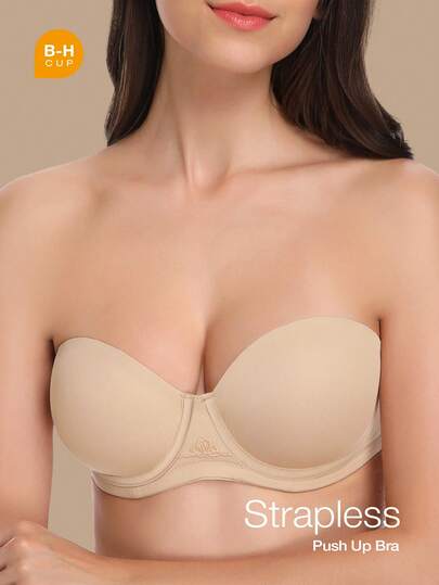 Deyllo Strapless Wireless Push-Up Bra