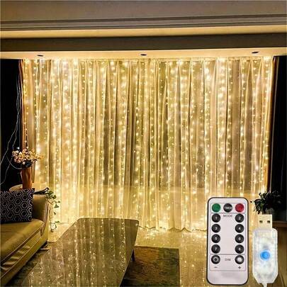 LED Fairy Curtain Lights, USB Powered With Remote Control (Batteries Notincluded), Perfect For Christmas, Valentine's Day, And Anniversary Gifts,Perfect For Christmas Trees, Weddings, Parties, Dorm Rooms, Livingrooms, And Bedrooms