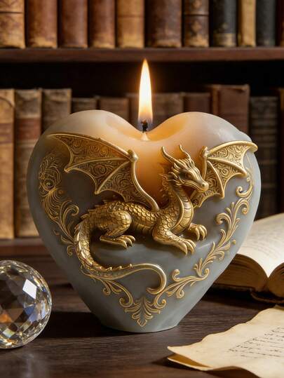 1个3D奇幻龙硅胶模具，柱形/球形/南瓜形，多用途不粘，适用于蜡烛/树脂/石膏/水泥/粘土等材质，生日/情人节家居装饰礼品