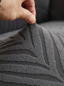 1pc Thickened Elastic Leaf Pattern Sofa Skirt, Ruffled Design, Dust-Proof And Dirt-Resistant Sofa Slipcover, Suitable For Bench, Living Room Sofa, Living Room Furniture, Machine Washable, Dry Cleanable - Dark Grey - View 5