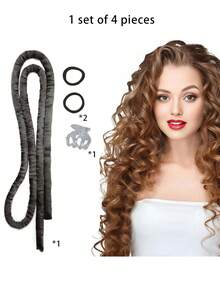 1 Set Of 4pcs / Extended Lazy Hair Curling Iron, Manual Hair Curling Tool, Hair Curling Iron, Wave Hair Curling Tool, Sleeping Hair Curler - Multicolor - View 6