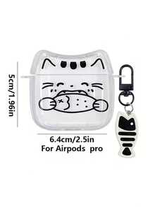 Eat Fish Cat Design Protective Case Compatible With Apple Bluetooth Earphones, Shockproof And Scratch-Resistant Cover Compatible With Apple Bluetooth Wave Earphone Case - Clear - View 17