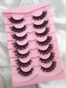 7 Pairs False Eyelashes Natural 3D Fluffy Faux Mink Eyelashes Wispy Lashes Volume Crossed Strip Lashes Fake Eyelashes With Black Band Eye Lashes Thick And Soft Curly Eyelashes For Parties Festival And Cosplay Manga Lashes - Criss Cross lashes - View 8