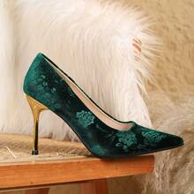 Women's Sexy High Heels Fashionable And Versatile Pointed Toe Stiletto Graffiti Shoes - 綠色 - 查看 4