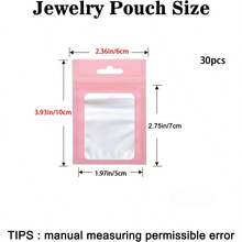 50 个粉色礼品包装袋，用于珠宝和配饰的透明展示袋，用于电缆、化妆品和全息包装的可重复使用密封袋 - 粉色 - 查看 14