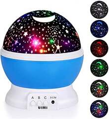 Vimi - Lampara de Noche Mesa Proyector De Estrellas Niños USB O Pila (Azul) - Estrella - Ver 3