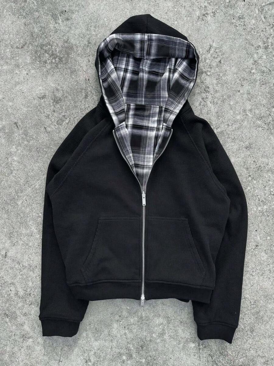 Reversible Plaid Hoodie | Vintage Y2K Design With Elegant Layering For Casual Wear - 1 - 查看 1