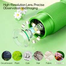 Kids Microscope Pocket Microscope -1000X Portable Microscope For Kid | Photo And Video Mini Microscopes | 2'' Digital Little Scientist Microscopes For 3-10 Age Years Old Boys Girls Toys Gifts - Green - View 3