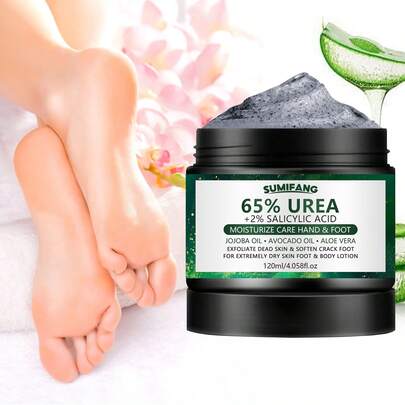 SUMIFANG Foot Exfoliating Cream, Enriched With Hyaluronic Acid, Salicylic Acid, Avocado Oil, Aloe Vera And Jojoba Oil. This Nourishing Exfoliating Product Can Make Dry, Peeling Heels Soft And Plump. The Scrub Particles In The Exfoliating Cream Effectively Deeply Nourish The Skin, Maintain Skin Moisture And Lock In Hydration. Multi-Functional.