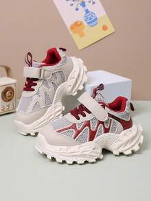 1双男女通用透气网面厚底运动鞋，耐穿防滑休闲鞋，时尚百搭学生跑步鞋，轻便厚底运动鞋，适合春秋季穿着 - 紅色 - 查看 3