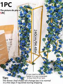 1/3件装人造玫瑰藤蔓花环，婚礼场地装饰，家居卧室客厅浴室墙面悬挂装饰，户外花园学校生日派对用品，情人节圣诞节新年毕业礼物 - 寶藍色 - 查看 10