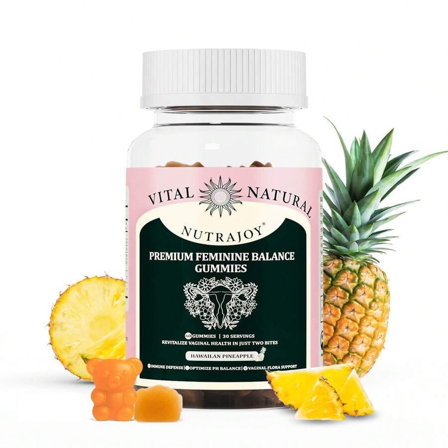 MONTUE Gomitas Premium Feminine Balance para Mujeres - probioticos vaginales femeninos,Probióticos para la Salud Femenina que fortalecen el pH y el sistema inmunitario,bajar de peso, sabor a piña hawaiana - 60 unidades