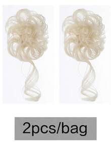 2件装儿童假发发髻合成耐热假发，可爱花苞发髻假发，婴儿假发发髻，儿童接发，发髻。 - 彩色 - 查看 39