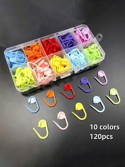 1 Box Knitting Stitch Markers With Storage Box, Suitable For Knitting, Crochet And Crafting (10 Random Colors)