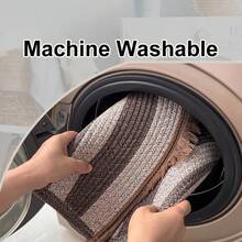 1pc Handwoven Linen Semicircle Rug, Semicircle Doormat, Non-Slip Bathroom Mat, Entryway Mat, Indoor Decor, Quick Dry & Washable, Suitable For Living Room, Entrance, Bathroom, Bedroom, Spring Home Decor 80/90/120cm - Multicolor - View 6