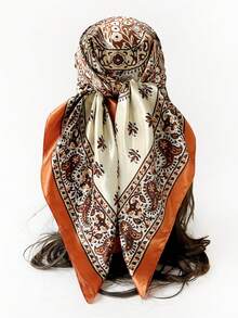 1条佩斯利印花女士头巾，90厘米缎面围巾，大方巾/披肩，多功能配饰 - D9497 - 查看 8