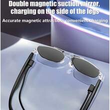 Unisex Polarized Smart Bluetooth Glasses | Hands-Free Calls & Music | Fashion Audio Glasses, Metal Frame, Polarized Lens, Lightweight, Best Gift! - 黑色 - 查看 8