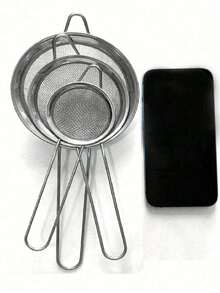 Juego de 3/1 pieza de colador/espumadera de acero inoxidable, adecuado para filtrar harina y aceite en la cocina del hogar, diferentes tamaños - Multicolor - Ver 4