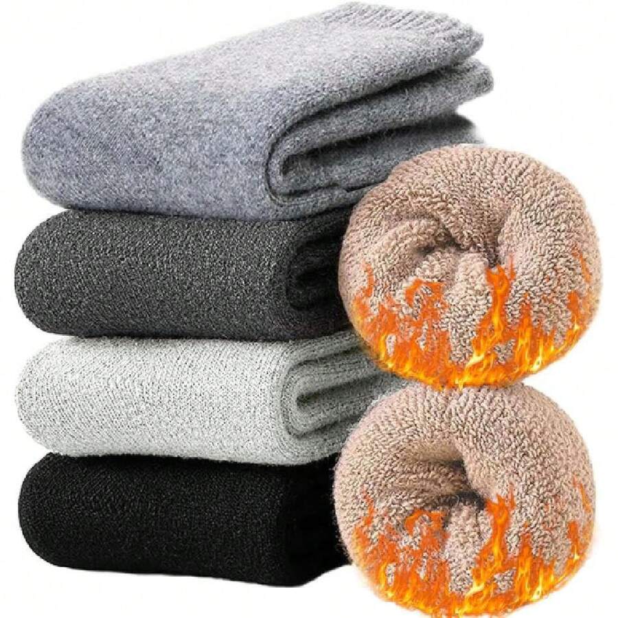 Pack de 5 Calcetines de Lana Térmicos para Mujer y Hombre, Antiolor, Ultra Cálidos, Suaves y Antifricción - Invierno, Senderismo o Hogar,41085800 - Blanco - Ver 1