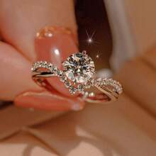 1pc Adjustable Bridal Jewelry Moon & Star Rhinestone Pendant Ring, Suitable For Wedding, Engagement, Casual Wear - A Ring for Love - View 7