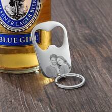 1pc Personalized Silver Photo Keychain, Customized Bottle Opener Keyring, Men's Dad Grandpa Keychain, Engraved Beer Bottle Opener, Gift For Boyfriend, Birthday, Anniversary, Father's Day, Valentine's Day - Silver - View 4