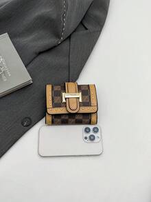Cartera corta de mujer de piel de PU negra con remaches vintage, con múltiples ranuras para tarjetas, de moda y portátil, adecuada como regalo de cumpleaños para dama de oficina, cartera plegable de tres pliegues para monedas, cartera mini, cartera pequeña, cartera linda - Multicolor - Ver 5