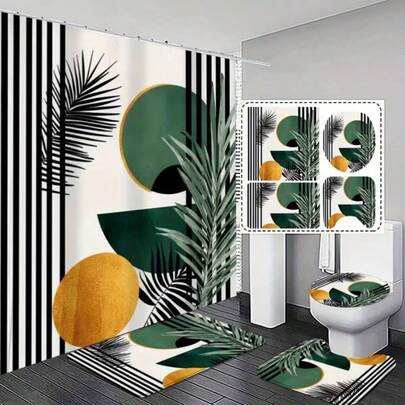 1/4pcs Set, Bohemian Style 2D Flat Shower Curtain With Matching Bathroom Accessories - Vibrant Mandala Pattern, Ideal For Modern Bathroom Aesthetics, An Elegant And Functional Home Decor Gift.