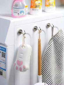 高强度磁性挂钩，无需钻孔。可使用磁铁和粘合剂固定，无需钉子。适用于冰箱、厨房、烧烤架、车库和储物空间。无损墙面磁性挂钩、重型磁性地板挂钩、冰箱磁吸挂钩、超强磁性挂钩。 - 銀色 - 查看 10