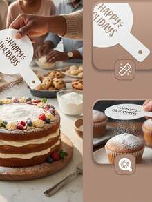 1pc Coffee Themed Spray Stencil, Acrylic Cookie/Cake DIY Mold, Eid Mubarak Party Decor Tool, Customized Kitchen Gift, Home Decor, Cooking Tool, Baking Gift, Elegant Gift, Housewarming Gift, Pizza Lover Gift, Baking Enthusiast Souvenir - Custom Text - View 4