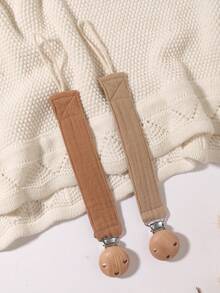 2 piezas Clips para chupete, cadenas para chupete con lazo de moda en rosa, morado, marrón, albaricoque, adecuado para uso diario, viajes y hogar de niños y niñas - Multicolor - Ver 5