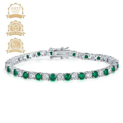 1 pezzo Braccialetto geometrico quadrato semplice e alla moda in argento sterling 925 con zirconia cubica, stile tennis, versatile per uso quotidiano, feste e vacanze