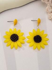Healing Sunflower Flower Earrings For Women, 2026 Autumn New Arrival - Sunflower - View 2