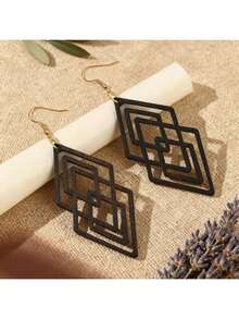 8 Paar/Set Vintage Statement Schmuck, leichte schwarze/afrikanische Holzohrringe im Boho-Stil, passend für Festivals, Partys, Weihnachten, Modeschmuck für Frauen, für alle Jahreszeiten - Schwarz - Übersicht 4