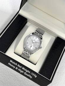 1pc Pablo Raez Men's Watch Original Charming Wristwatch High Quality Popular Brand Brand New Luxury IPS Silver Non-Fading Stainless Steel Bracelet Summer Accessory Waterproof 50m Minimalist Calendar Clock Men's Casual Fashion Quartz Watch Metal Hands Roman Numeral Scale Black High-End Business Men's Watch Suitable For Daily Use Father's Day Boyfriend Gift Graduation Wedding Birthday Gift - Silver - View 5