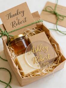 1/10/20Pcs Personalized Acrylic Wedding Coasters – Custom Names With Elegant Cursive Script, Clear Acrylic Drink Coasters, Wedding Reception Party Favors, Stylish Table Decor & Memorable Wedding Keepsake - Multicolor - View 6