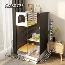 Easy Installation Kitten Cage With Litter Box, Small Cat Villa, Indoor Pet Playpen With Drawer, Space-Saving - Multicolor - View 5